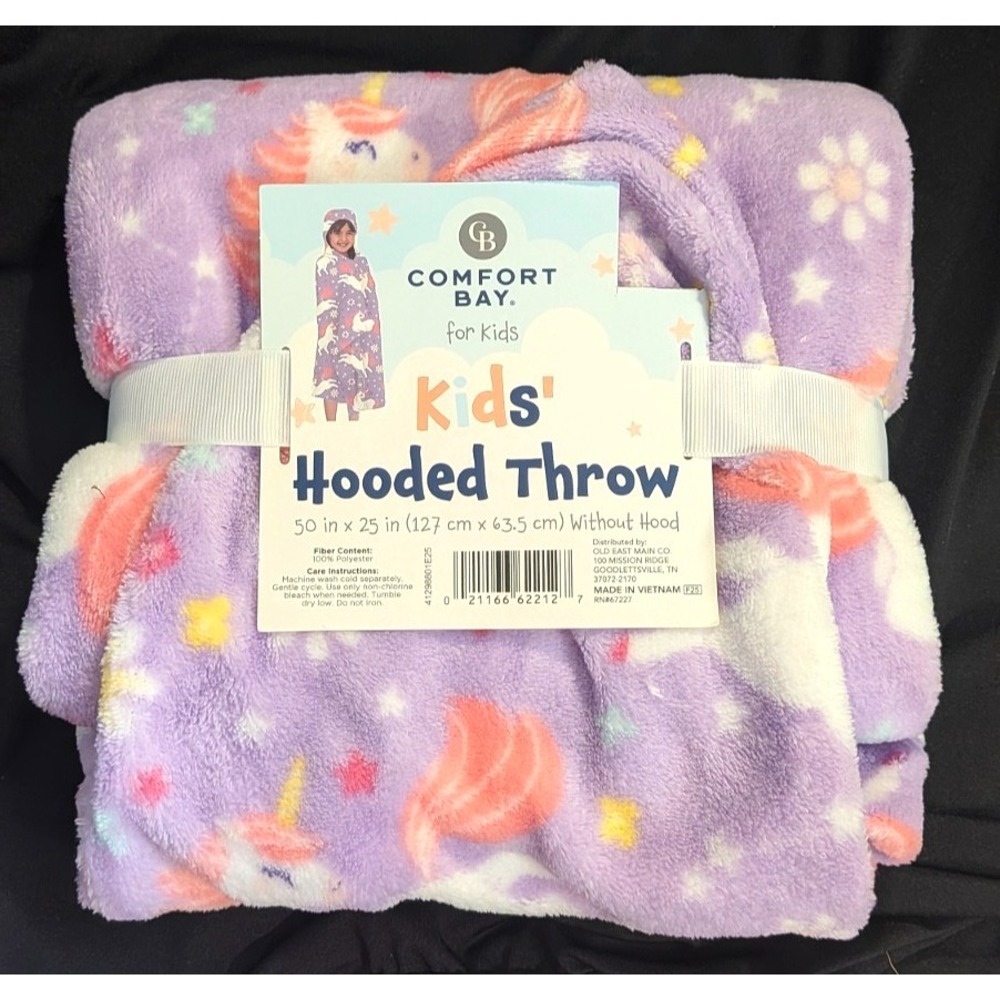 Comfort Bay Kids'‎ Unicorn Hooded Throw Measures 50" x 25"